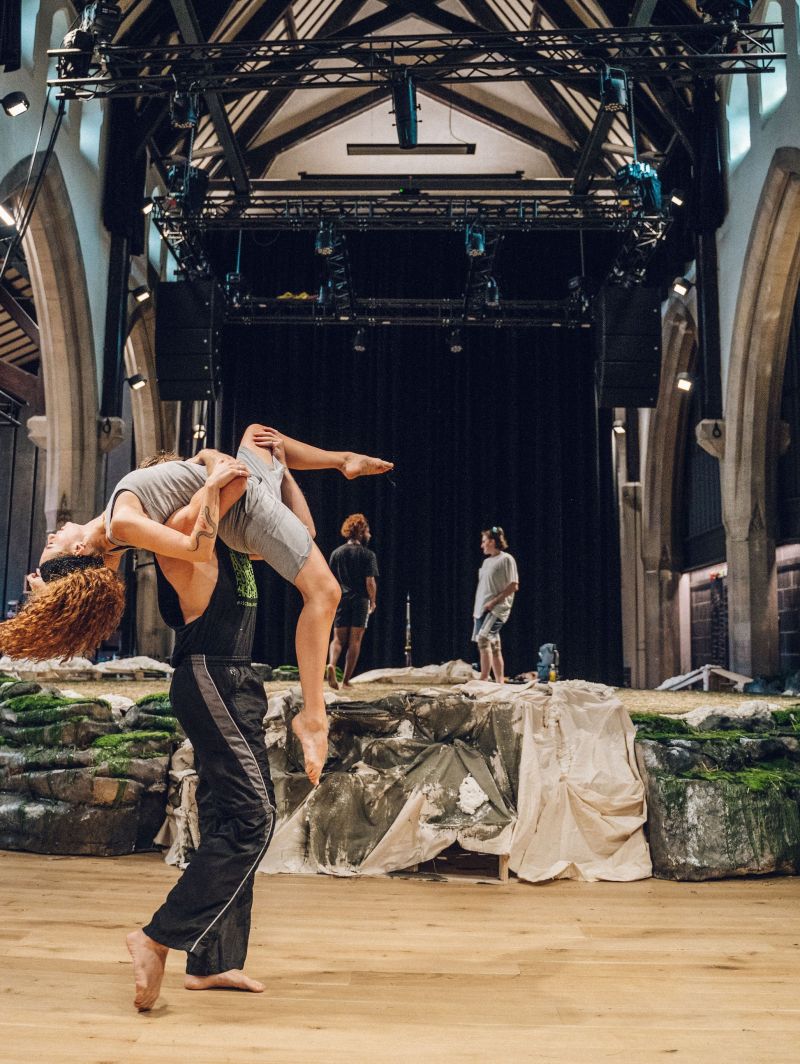 Theatre rehearsal at Fran Wen Nyth in Bangor church retrofit